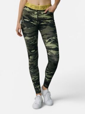 Victoria Sport Camo Leggings Small Green Black Athletic Yoga Pants